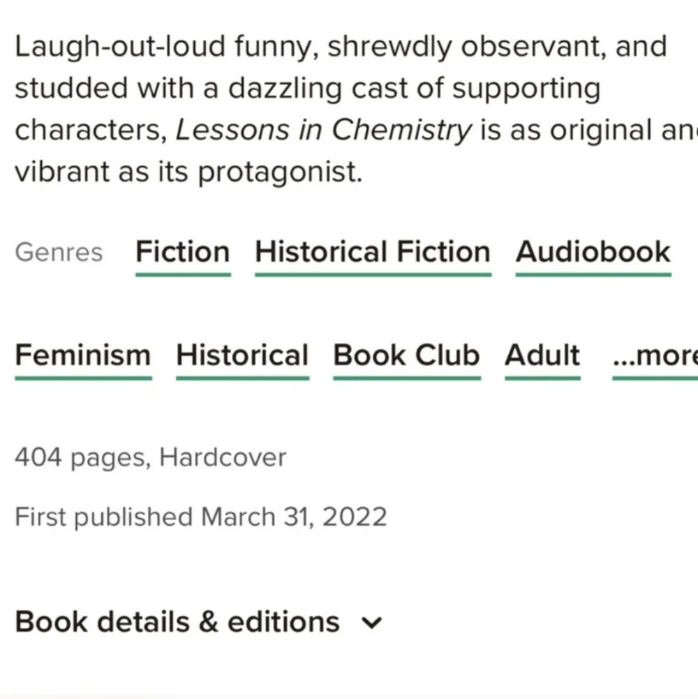 2/$20 Hardcover Book - Lessons in Chemistry - Picture 3 of 4